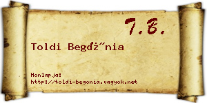 Toldi Begónia névjegykártya